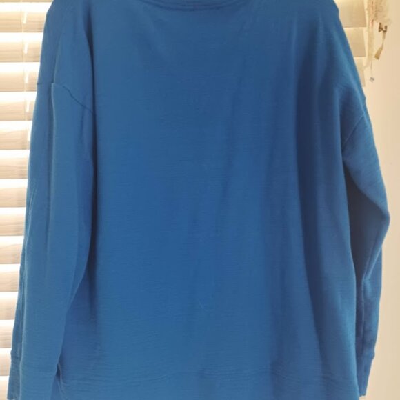T by Talbots Women’s Long Sleeve Top Blue Stretch Cotton Modal UPF 50+ Size L - Picture 5 of 6